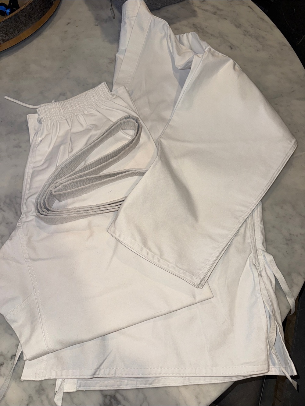 Men's White Martial Arts Gi Jacket and Pants with Drawstring Waist